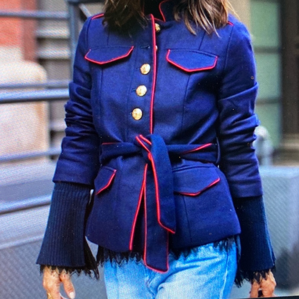 Banana Republic Olivia Palermo Collection Navy Blue Belted Military Jacket